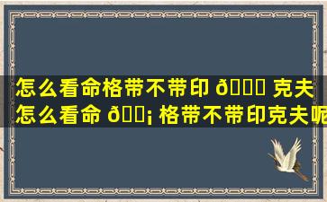 怎么看命格带不带印 🐟 克夫「怎么看命 🐡 格带不带印克夫呢」